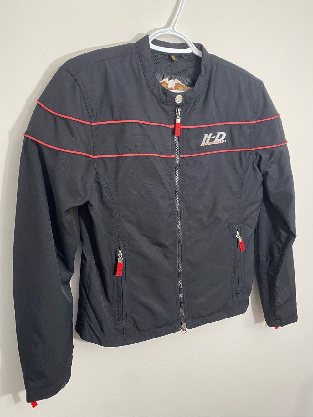 Harley-Davidson Black Bomber Jacket with Red Trim Small - Picture 2 of 13